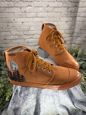 BANGS Shoes Sahara Sand “Dark Forest Moon” Embroidered Canvas High-Tops - MNS 9